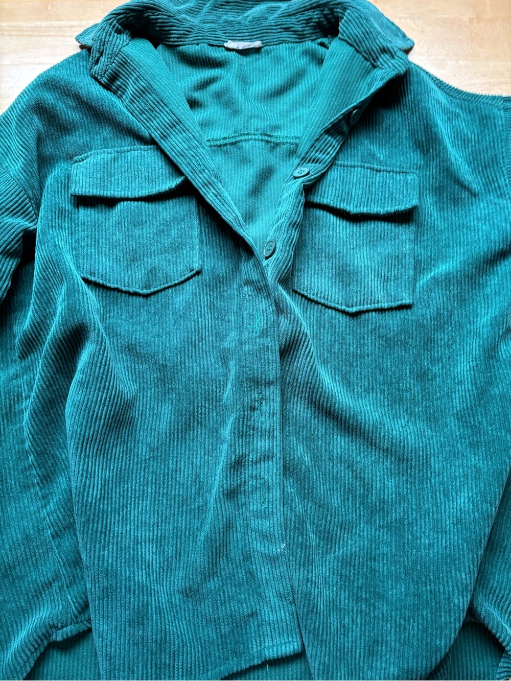 Ardene Teal Corduroy Button-Front Shirt Jacket